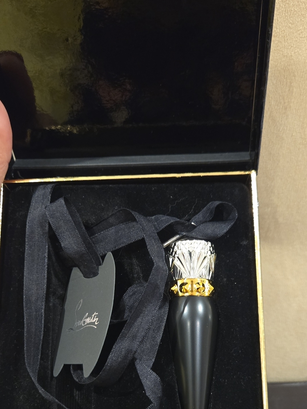 Christian Louboutin Black and Gold Lipstick with Silver Accents